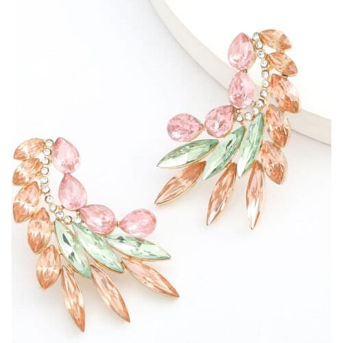 Pauli Manfi Half Moon Rhinestone Stud Earrings Womens Fashion Simple and Elegant Personality Holiday Jewelry Accessories