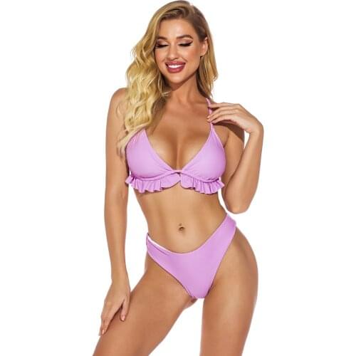 Shinbeam 2021 Modern Ruffle Bikini Sexy Modest Swimwear Bandeau 2 Piece Swimsuit Women Bikini Beachwear for Summer Beach Party