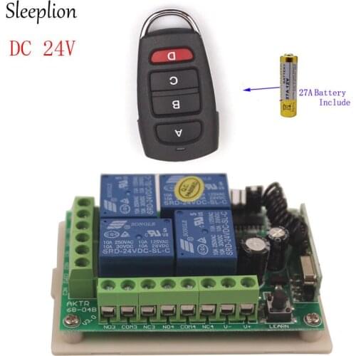 Sleeplion 315/433MHz 24V 4Channel Universal Remote Control Switch Wireless Remote Control Garage Door Switch 24V 4CH Module