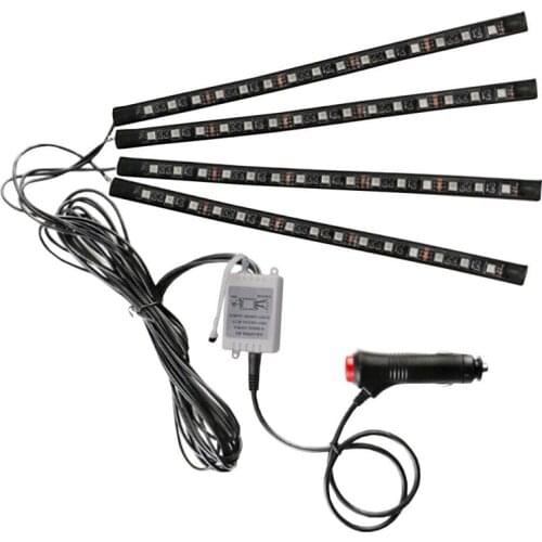 Decoration Light Cigarette LED Atmosphere RGB LampStrip Car Interior Lights Footwell Lights Dimmable Ambient 4X 12 LED RGB