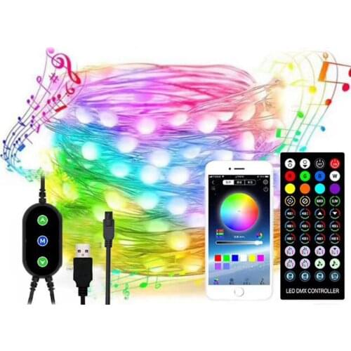 USB LED String Light App sk6812 ws2812b Pixels RGB Bluetooth-compatible Waterproof Fairy Lights For Christmas Tree Decorat