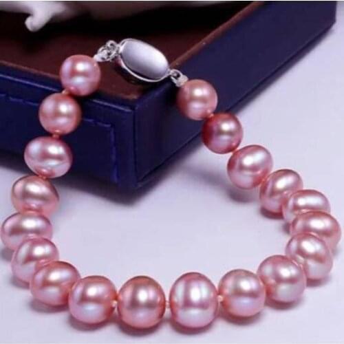 Gorgeous 9-10mm south sea l ravender ound pearl bracelet 7.5-8"