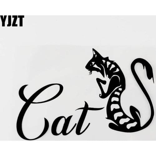YJZT 15.8CM×10.2CM Personality Pattern Animal Cat Vinyl Decal Car Sticker Black/Silver 8C-0499