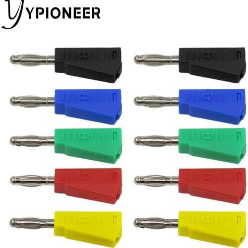 Cleqee P3002 10pcs 4mm Stackable Nickel plated Speaker banana plug connector Test Probe Binding Post Red Black Yellow Green Blue
