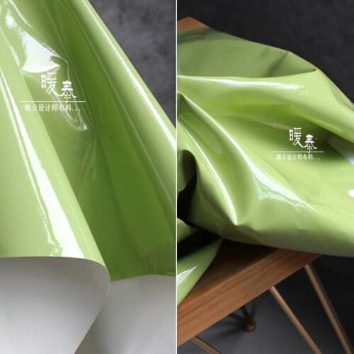Patent Leather Fabric Mirror Green Waterproof DIY Patchwork Bags Bows Coat Dress Stage Decor COSplay Designer Fabric