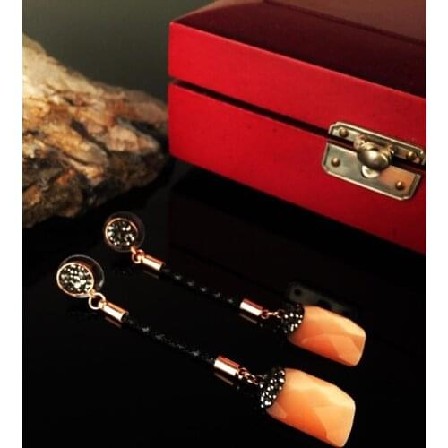 Dr Stone Natural Stone Women 'S Cat 'S Eye Stone rose gold plated Earrings KRB 373144607