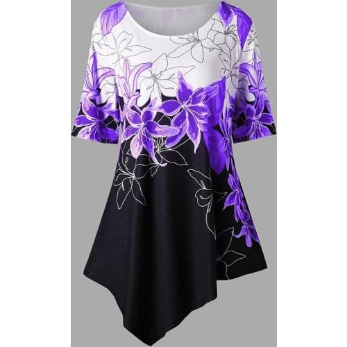 Women Summer Dress 3D Floral Print Mini Dress Ladies Irregular Hem Casual Bohemian Short Sleeve Beach Dress Vestidos Plus Size