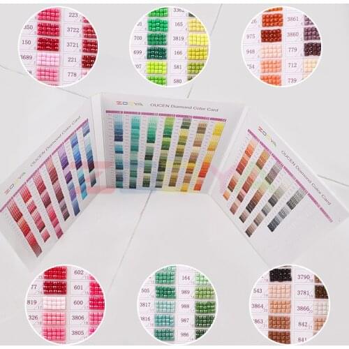 ZOOYA 2019 full range 447 DMC diamond color card Rhinestone color identification card square / round diamond comparison table