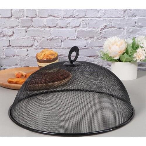 1Pc Plate Cover Dish Cover Mesh Cover Dining Table Round Style Anti Fly Mosquito Kitchen Stainless Steel Cover (Black)
