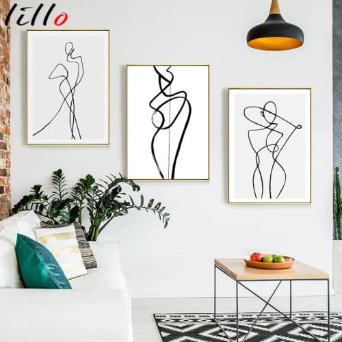 Modern abstract canvas poster woman nordic wall art painting posters and prints pictures for living room home decor