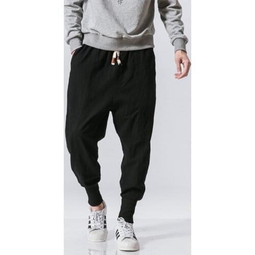 Sweatpants Ankle-Length Men Trousers M-5Xl Chinese Style Harem Pants Men Streetwear Casual Joggers Mens Pants Cotton Linen