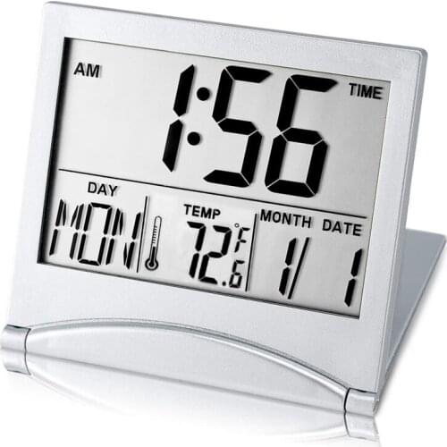 Digital Travel Alarm Clock Battery Operated Portable Large Number Display Clock with Temperature 12/24H Small Desk Clock