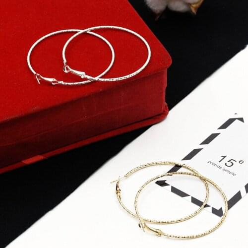 Gold Silver Color Big Circle Hoop Earrings For Women Steampunk Zinc Alloy Trendy Statement Pattern Earring Ladies Party Jewelry
