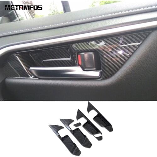 For Toyota Rav4 Rav 4 2019-2021 Carbon Fiber Interior Door Handle Bowl Cap Cover Trim Decoration Sticker Accessories Car Styling