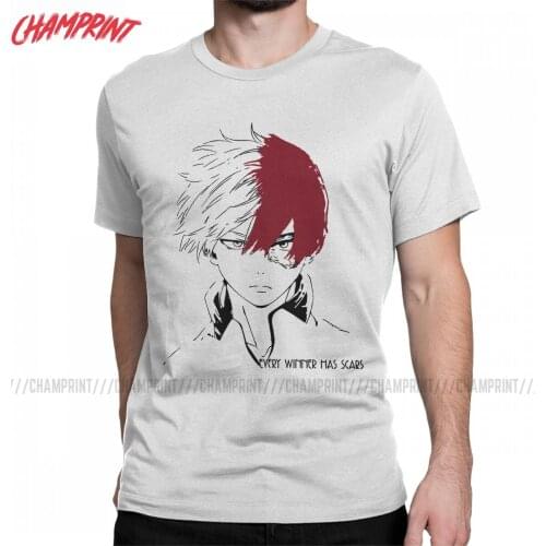 My Hero Academia Shoto Todoroki T-Shirts Men Anime Funny Pure Cotton Tee Shirt Crew Neck Short Sleeve T Shirt Gift Idea Tops