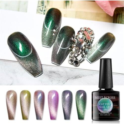 8ml Soak Off 9D Wide Cat eye Magnetic Gel Polish Bright Silver UV Gel Nail Polish Enamel Lacquer Glitter Nail Art Varnish