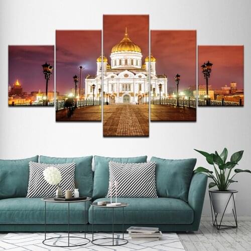Canvas Painting White House sunset clouds 5 Pieces Wall Art Painting Modular Wallpapers Poster Print for living room Home Decor