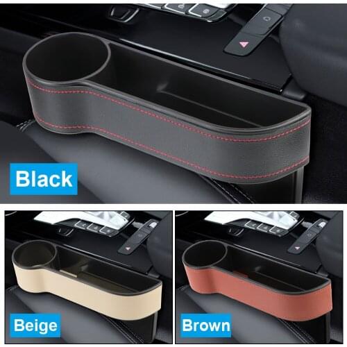 Leather Car Seat Gap Storage Box Car Organizer Phone Bottle Keys Holder Box Seat Gap Slit Box With Charging Hole Universal