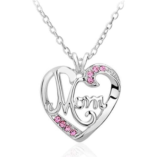 Love letter "MOM" Inlaid Crystal Pendant Mothers Birthday Gift For Womans Jewelry Mothers Day Gift