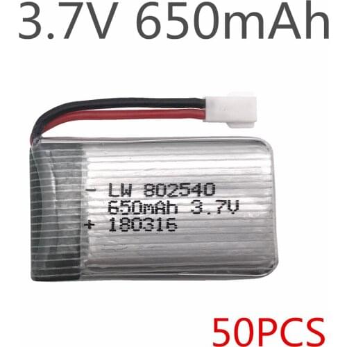 50pcs 3.7V 650mAh li-po battery For Syma X5C-1 X5C X5 X5SC X5SW X6SW H9D H5C RC Drone parts