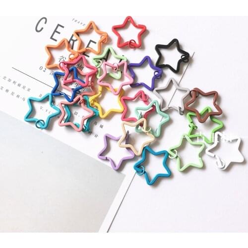 20pcs Cute Keyrings Holder Kawaii Star Heart Shape Kawaii Candy Colours Key Rings Accessories Bag Pendants Charm Gifts Jewelry