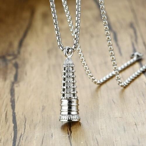 Fashion Silver Color Necklaces For Women Religion Jewelry Men Necklaces Pendants Tower Pendants For Unisex Wholesale