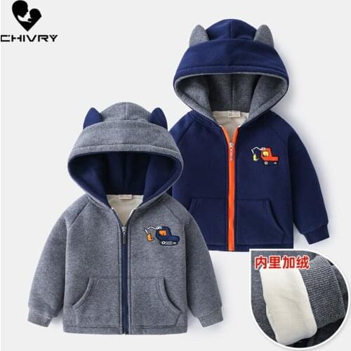 New 2020 Boys Winter Thickening Jackets Cartoon Print Hooded Zipper Coat Children Kids Overcoat Windbreaker Jacket Outer Wear