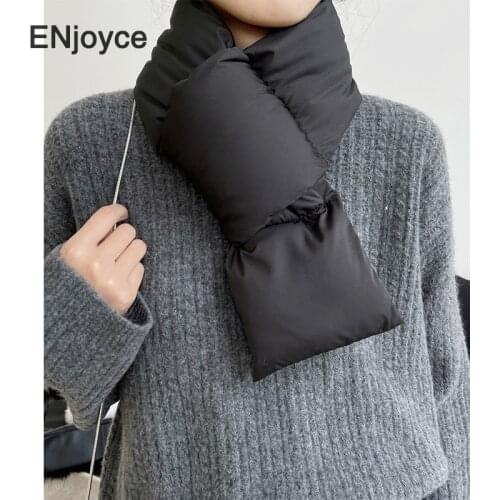 New Down Scarf Women Winter Scarves Winter Soft Warm Skinny Neck Head Scarf Cross Rings