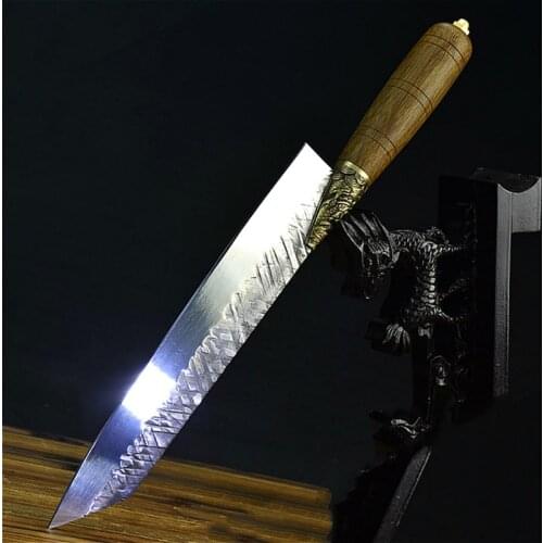 Longquan 9.2 "handmade forged raw fish knife sell meat boning knife handmade sharp slicer ladies kitchen knife kitchen knife