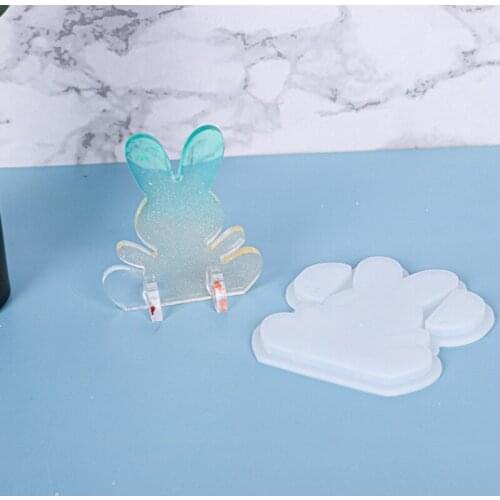 Easter Bunny Mold Non-Stick 3D Cute Rabbit Epoxy Resin Mold Silicone Soap Mould for Home Decoration DIY Crafts Handmade Gifts