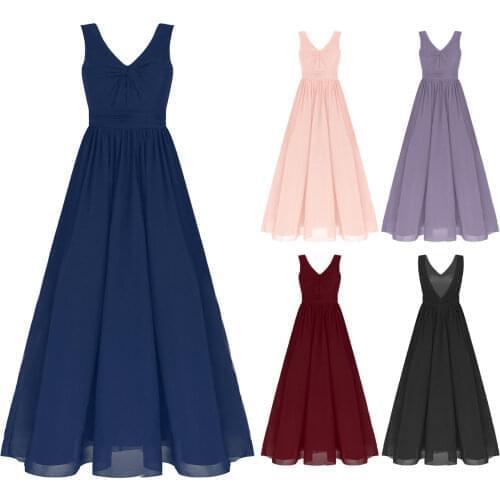 Bridesmaid Dresses Womens Sexy V Neck Evening Gowns V Back Ruffled Pleated Chiffon Elegant Womens Dress Wedding Party vestidos
