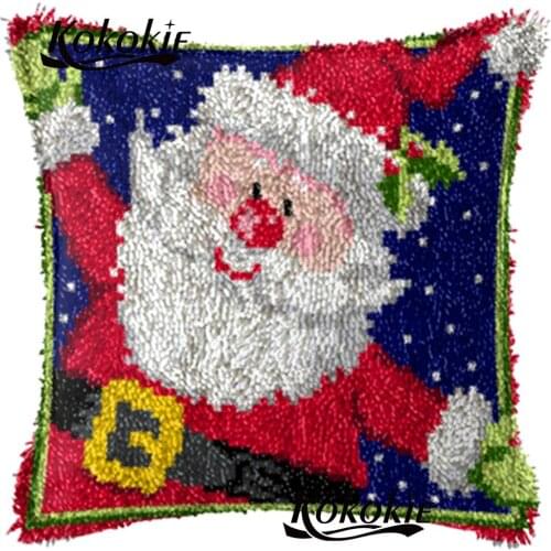 Throw Pillow Christmas diy rug carpet needlework latch Hook cross stitch fabric Embroidery Crocheting Rug Yarn Pillowcase