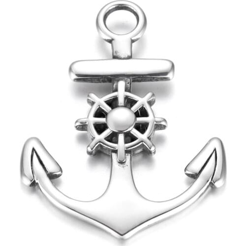 316L Stainless Steel Anchor Pendant Polished Connector Hole 4mm Bracelet Hook Closure DIY Accessories Jewelry Making