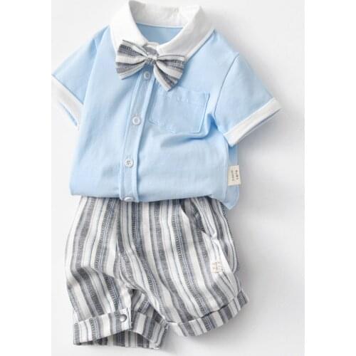Baby Boy Clothes Set Summer Newborn Shirt & Shorts Suit 0-18 Months Baby Boys Gentleman One Year Brithday Wear Infant Clothing