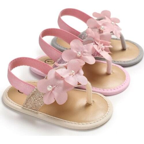 2019 Baby Girls Shoes Floral Princess Beautiful Flower Sandals Flat Roman Non-Slip Soft Sole Sneakers Newborn Infant