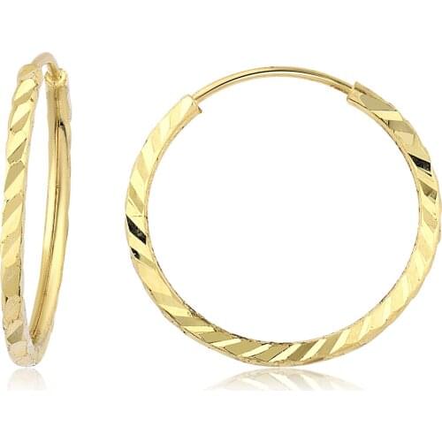 14k Pen Hoop Earrings Yellow (3. Model 1. Size) W4E35032