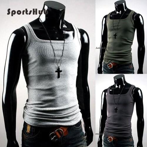 SPORTSHUB Cotton Sports Tops Tanks Gym Bodybuilding VEST Singlet Fitness Vest Summer T Shirt Mens Sport Jersey SAA0007