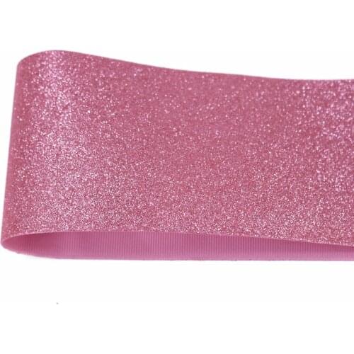 T.R RIBBON 3'' 75mm solid full glitter grosgrain sparkle sprayed ribbon Gift Wrap ribbon 150 pink 10yards