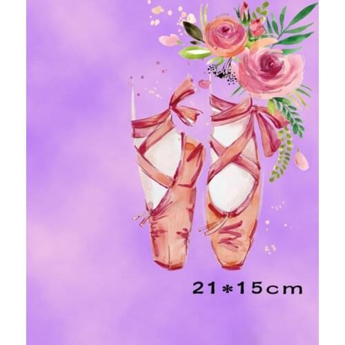 Fine DIY Iron On Transfer Ballet Shoes Patches For Clothes Stripe Iron Heat Transfer Vinyl Patch Sticker Thermal Applique Badges