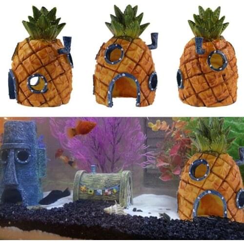 Aquarium Decoration Cartoon Pineapple House Fish Tank Ornaments Underwater Fish Hiding Play Shrimp Nest Aquarium Accessories
