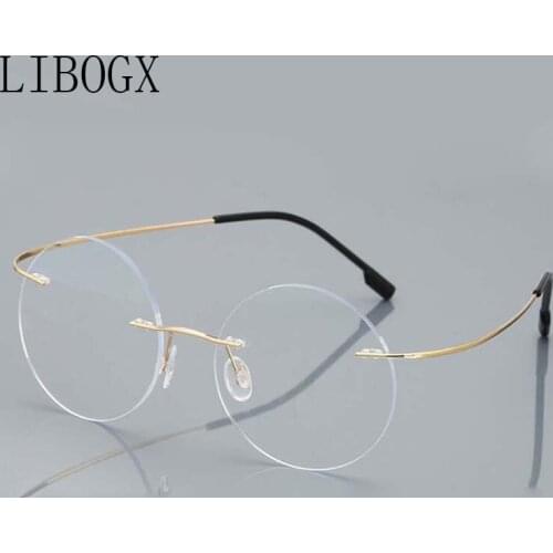 LIBOGX Ultra Light Frameless Mens Reading Glasses Fashion Round Frame Against Blue Light Radiation Womens Reading Glasses
