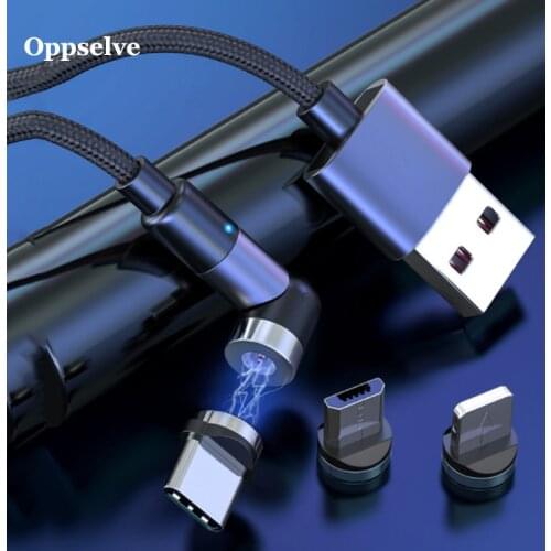 Rotate Magnetic USB Type C Phone Cable Charger Cable Magnet Charger Data Charge Micro USB Cable For iPhone Samsung Android Phone