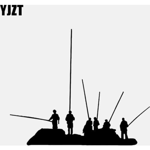 YJZT 14.3*11.9CM Fashion Fishing Decor Car Sticker Accessories Black/Silver Vinyl Personalized C12-1639