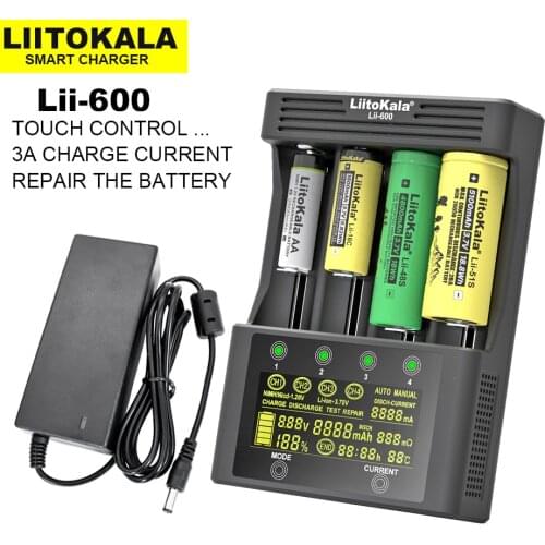 LiitoKala Lii-600 Li-ion 3.7V and NiMH 1.2V battery LCD battery charger for 18650 26650 21700 26700 18350 AA AAA