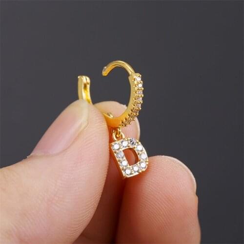 Gold Letter Initial Hoop Earrings Alphabet A-Z Crystal Earrings For Women Boho Jewelry Zirconia Boucle Oreille Femme BFF Gift