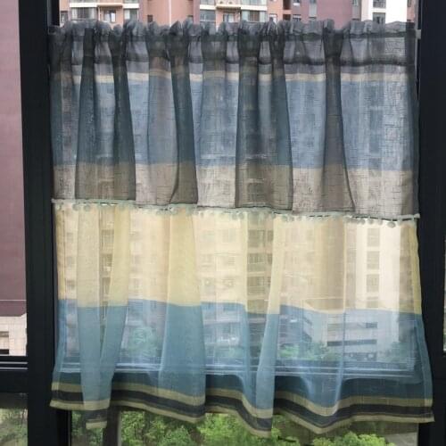 1 PCS W150xL80cm Rod Pocket Stripe Short Curtain For Kitchen Bathroom Small Window Valance Tier Roman Cortina Tenda DL-zh019C