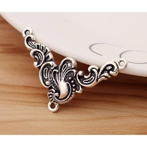 10 Pieces Flower Connector Charms Pendants for Necklace Jewellery Making Accessories 42x28mm