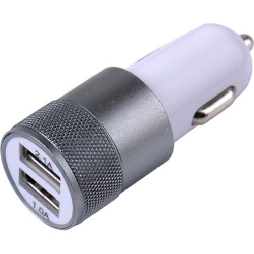 100PCS/LOT Universal 2.1A+1A Aluminum material Dual 2 Port USB Car Charger For iPhone 5 / 6 /For Samsung Galaxy S4 S5 Note