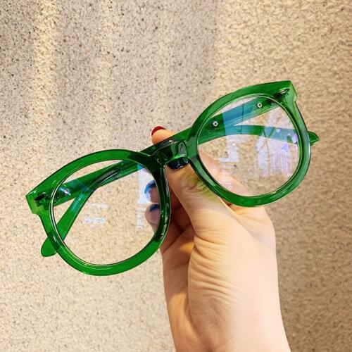 2020 New Optical Glasses Oversized Cat Eye Glasses Frame Designer Rice Round Fashion Woman Transparent Green Eyewears Frame