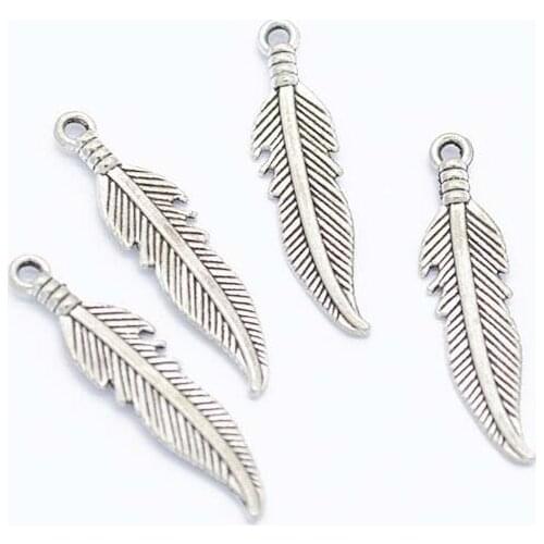 300Pcs Mini Metal Charms Antique Leaves Feather Pendant Handmade Hanging Craft or DIY Fashion Vintage Choker Necklace C91
